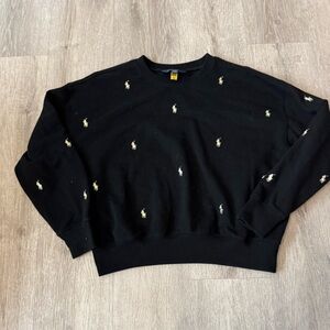 Polo by Ralph Lauren Black Crewneck with Embroidered Accents